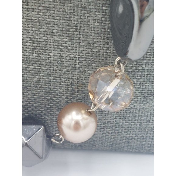 Premier Designs Necklace Silver Toned Chain Charms Natural Tones  32" - Picture 6 of 10